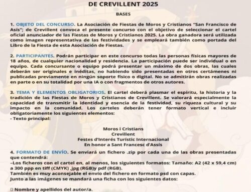 BASES CONCURSO CARTEL ANUNCIADOR DE LAS FIESTAS DE MOROS Y CRISTIANOS SAN FRANCISCO DE ASÍS DE CREVILLENTE