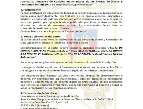 BASES CARTEL FIESTAS MOROS Y CRISTIANOS ONIL 2026